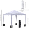 10' x 10' Pop Up Canopy Tent with Sand Bags, Instant Shelter with Adjustable Height and Carry Bag, Garden Outdoor Party Tent, White