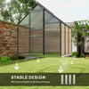 6' x 12' x 6.5' Walk-in Greenhouse, Polycarbonate Greenhouse with Adjustable Roof Vent, Base, Sliding Door, Grey