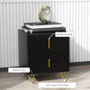 Bedside Table, Modern Nightstand with 2 Drawers, Side End Table with Metal Legs for Living Room, Bedroom, Black