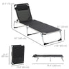 Folding Lounge Chair, Patio Lounger with Headrest, 5-Level Adjustable Backrest, and Aluminum Frame, Black