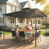 10' x 10' Gazebo, Soft Top Outdoor Gazebo with 2-Tier Roof, Metal Frame, Dark Grey