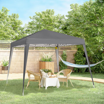 8' x 8' Pop Up Canopy, Outdoor Folding Tent, Portable Party Tent with Carrying Bag for Camping, Party, Picnic, Grey