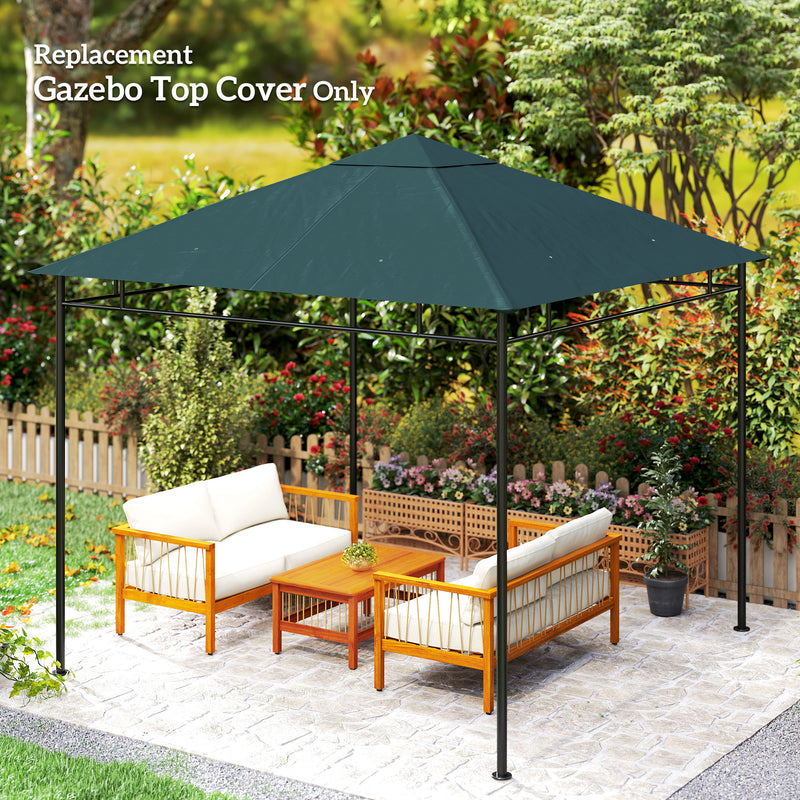 10' x 10' Square Gazebo Canopy Replacement UV Protected Top Cover Sun Shade Charcoal Green