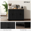 Modern Sideboard Buffet Cabinet, Modern Kitchen Storage Cabinet with 4 Doors Adjustable Shelves, for Dining Room, Black