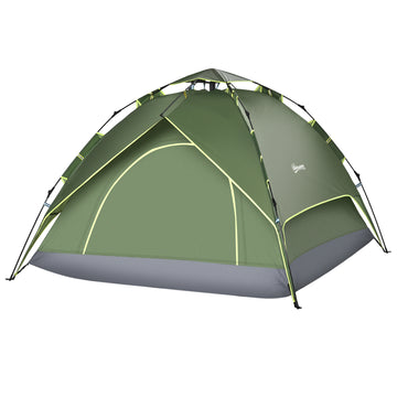 Camping Tent, 3 Person Family Tent, 1000mm Waterproof, with Sewn-in Groundsheet and Carry Bag,  for Fishing, Dark Green