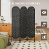 Bohemian Privacy Screen, Folding Room Divider with 3 Panels and Arched Top for Bedroom Living Room Office, Black