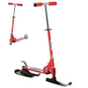 Qaba Snow Scooter, 2 in 1 Design Adjustable Height Scooter Snow Sled for Kids Aged Over 7 Years Old, Foldable Kids Sled Ski Scooter with Wheels Blades, Red