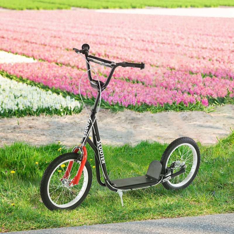 Kids Kick Scooter for 5+ Year Old, Kids Ride on Toy w/ 16'' Inflatable Wheel Dual Brakes, Black