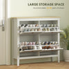 Narrow Shoe Cabinet with 4 Flip Drawers, Adjustable Shelves for Entryway, Holds 12-20 Pairs, White