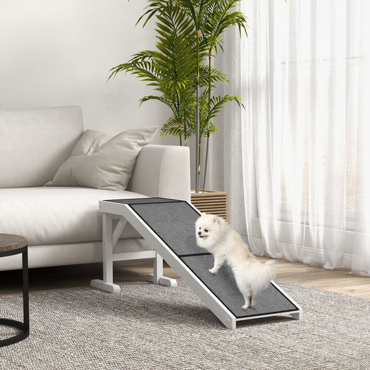 Pet Ramp Bed Steps for Dogs Cats Non-slip Carpet Top Platform Pine Wood 59