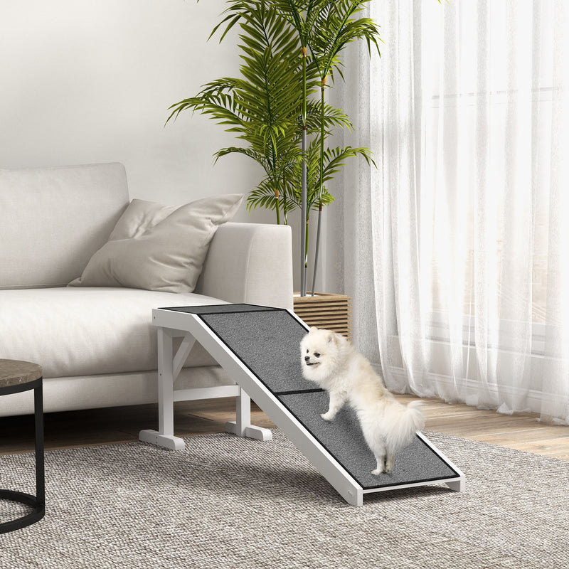 Pet Ramp Bed Steps for Dogs Cats Non-slip Carpet Top Platform Pine Wood 59