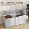 39.4 Inches Storage Chest, Storage Trunk with 2 Safety Hinges for Living Room, White Wood Grain