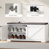 Shoe Storage Bench with Padded Seat, Entryway Bench Holds up to 352 lb, Shoe Organizer, 8 Pairs, White Wood Grain