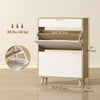 Narrow Shoe Cabinet for Entryway with 2 Flip Drawers, Top Drawer and Adjustable Shelves for 12 Pairs of Shoes, Black