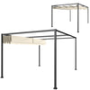 10x7ft Pergola with Retractable Roof Outdoor Patio Sun Shelter Garden Grape Tent Water-resistant Yard Shade, Cream White