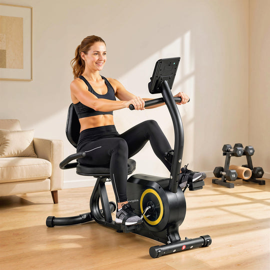 Recumbent Exercise Bike for Home, Stationary Bike with Bluetooth, App Connectivity, Quiet 8-Level Magnetic Resistance