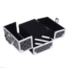 3 Tier Diamond Texture Makeup Train Case Cosmetic Organizer with Mirror, Black