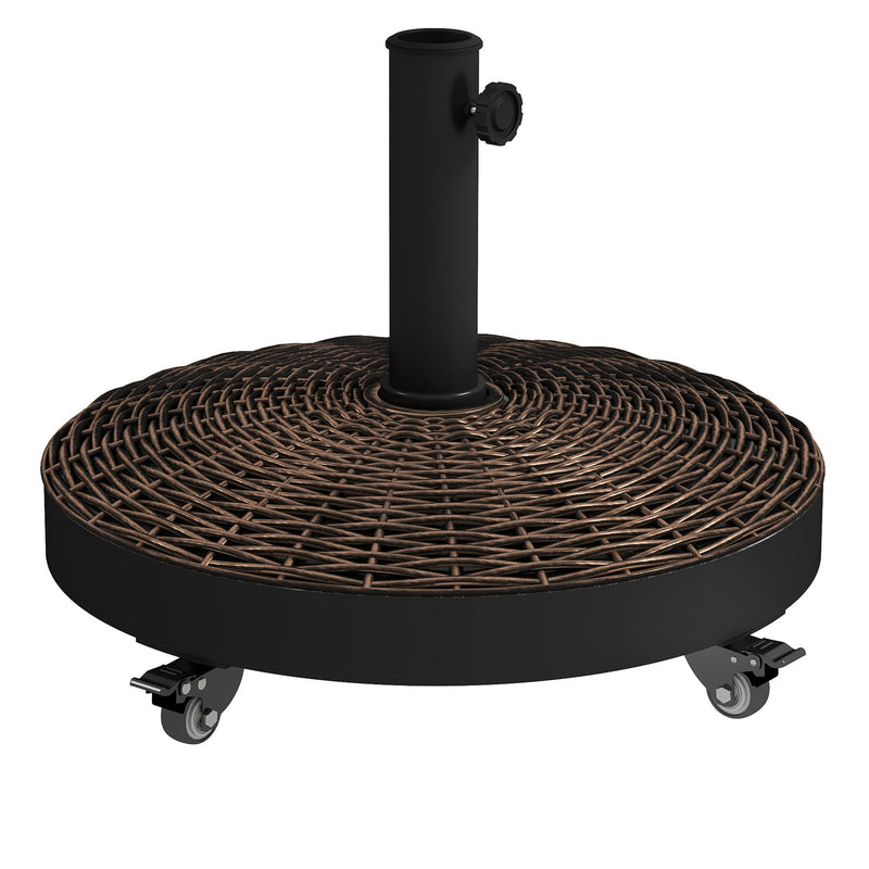 Base de parasol ronde en résine de 20,5 po pour patio, support de parasol de jardin déporté avec roues, noir