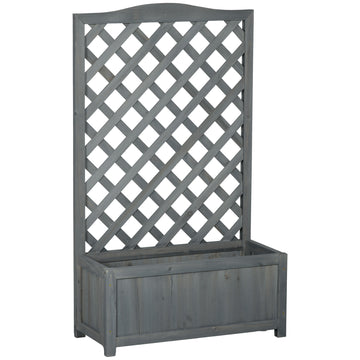 Wood Planter with Trellis for Vine Climbing, Raised Garden Bed to Grow Vegetables for Backyard, 28