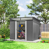 6' x 8.5' Outdoor Metal Garden Shed Utility Tool Storage Steel Backyard House, Light Grey
