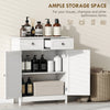 Freestanding Bathroom Floor Cabinet, Organizer Floor Tower with 2 Door, 2 Drawers, Adjustable Shelf, White