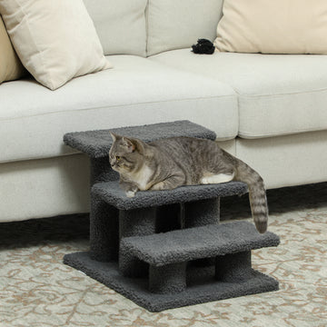 3 Tier Pet Stairs Dog Cat Step Scratch Post Furniture, Dark Grey