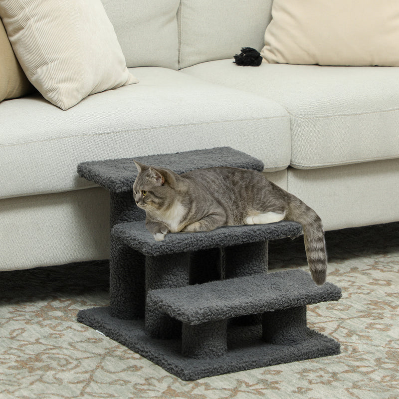 3 Tier Pet Stairs Dog Cat Step Scratch Post Furniture, Dark Grey
