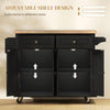 Rolling Kitchen Island with Rubber Wood Top and Storage, Spice Rack, Towel Rack