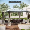 Gazebo Curtains, 10' x 12' Universal Replacement Privacy Curtain, 4-Panels Sidewall with Hooks/C-Rings, Beige