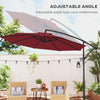 9.7ft Offset Patio Umbrella Garden Hanging Parasol Banana Cantilever Umbrella with Base, Crank, Wine Red