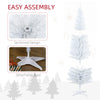 6' Pre Lit Artificial Pencil Christmas Trees, Xmas Tree with Realistic Branches and Warm White LED Lights, White