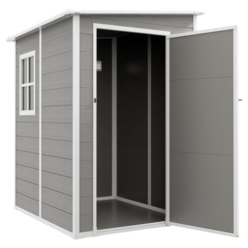 4x5 Lean to Garden Shed with Window Lockable for Garden Tool Storage, Grey