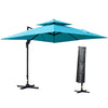 10' x 10' Cantilever Patio Umbrella, Double Top Square Offset Umbrella with 360° Rotation, 5 Adjustable Tilt Angles, Umbrella Cover, Aluminum Pole and Ribs, Light Blue