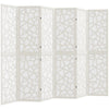 6 Panel Room Divider, 5.6 FT Lightweight Folding Privacy Screen with Geometric Pattern for Living Room, Bedroom, White