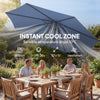 10' x 10' Round Market Umbrella with Base and Sandbag, Patio Umbrella with Crank Handle and Tilt, Blue