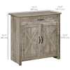 Farmhouse Sideboard Buffet Cabinet, Storage Cabinet with Barn Doors, Ash Grey