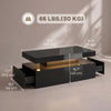LED Coffee Table with Storage, 2-Tier Modern Center Table with 2 Drawers for Living Room, High Gloss Black