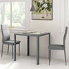 3-Piece Rectangular Glass Kitchen Table and Chairs with Metal Frame and Faux Leather Upholstery for Dining Room, Grey