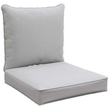 Patio Chair Cushions, Thick Deep Seat Outdoor Seat Cushion with Back Cushion, Light Grey