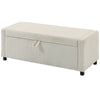 Storage Ottoman, Upholstered Corduroy End of Bed Bench with Thick Padding, Storage Bench for Bedroom, Beige