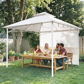 10' x 10' Patio Gazebo, Double Roof Outdoor Gazebo Canopy Shelter with Storage, Hook, Metal Frame