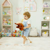 Qaba Unicorn Stick Horse, Plush Hobby Horse with Wood Wheels, Real Pony Neighing and Galloping Sounds, for Kids, Brown