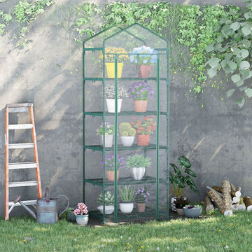 5 Tier Mini Greenhouse, Portable Outdoor Flower Stand with Shelf Clips, Indoor Greenhouse with Steel Frame, Transparent, 27.25