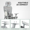 Ergonomic Office Chair with Lumbar Support, Mesh Office Chair with 3D Armrest, 135° Reclining, Adjustable Headrest, Grey