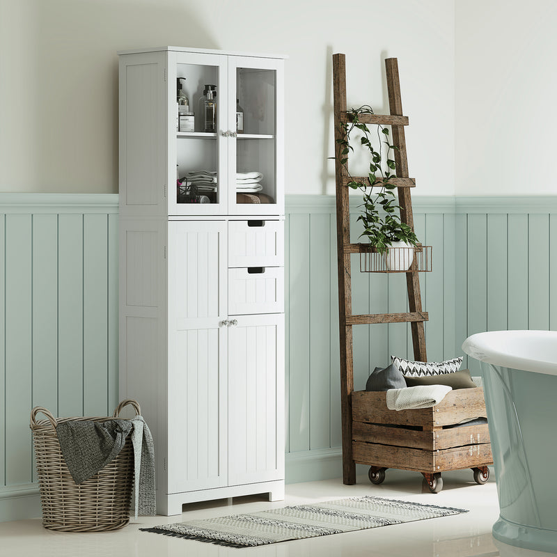 Tall Bathroom Storage Cabinet, Floor Bathroom Cabinet with Adjustable Shelves, for Kitchen, Living Room, White