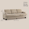 3 Seater Sofa with USB Ports & Cup Holders, Chenille-Feel Upholstered Couch for Living Room