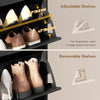 Shoe Cabinet with 2 Large Flip Drawers, Farmhouse Narrow Shoe Storage Cabinet with 2 Top Compartments, Black