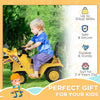 Ride On Excavator Toy No Power Digger with Realistic Sound Grabber Storage, for 2-4 Years Old, 32.7