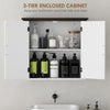 Bathroom Wall Cabinet, Farmhouse Medicine Cabinet Wall Mounted with 2 Doors and Adjustable Shelf, White