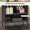 Bar Height Outdoor Rattan Table, Patio Wicker Bar Table with 2 Storage Shelves, 55.1